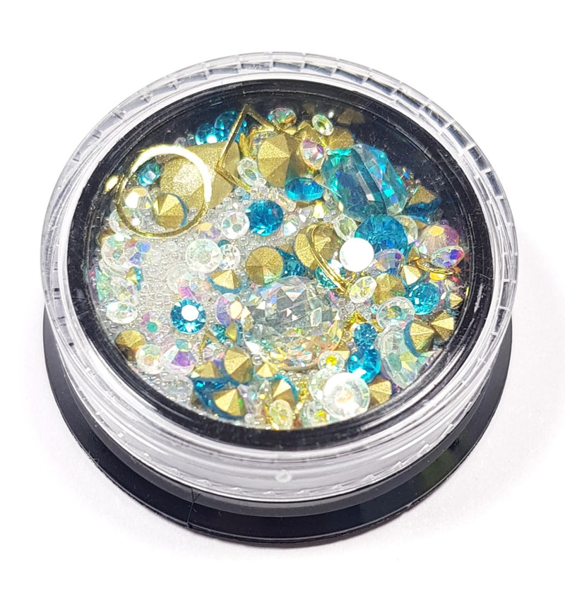 Nail Art Jewelry Gems Aqua Blue