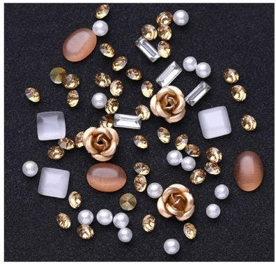 Nail Art Jewelry Gems Rose & Brown