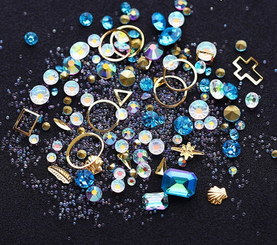 Nail Art Jewelry Gems Aqua Blue