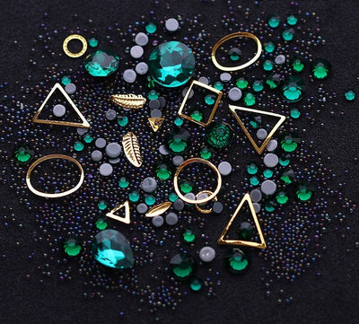 Nail Art Jewelry Gems Dark Green